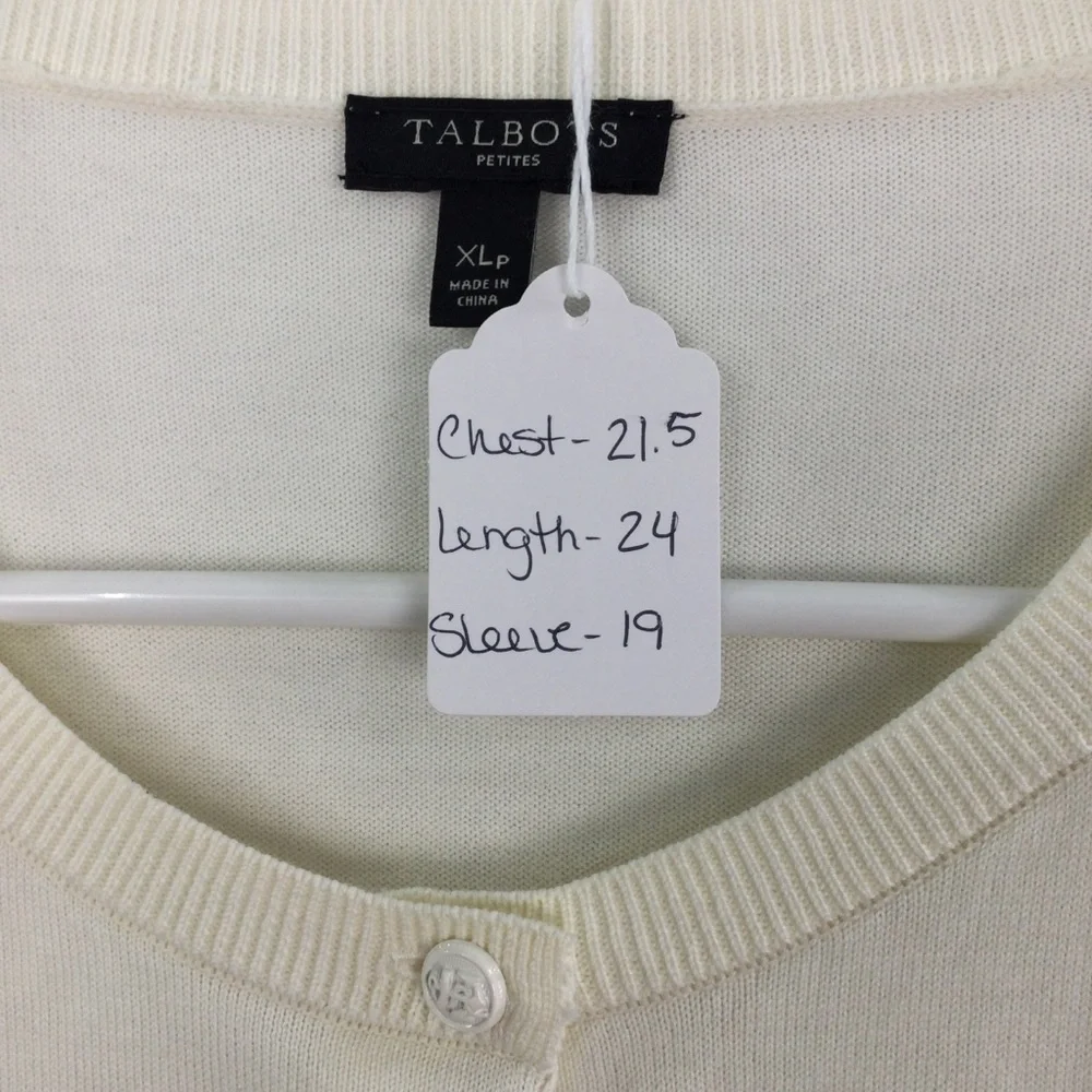 Talbots Charming‎ Cardigan Stripe Ruffle Yoke Sweater womens size XLp